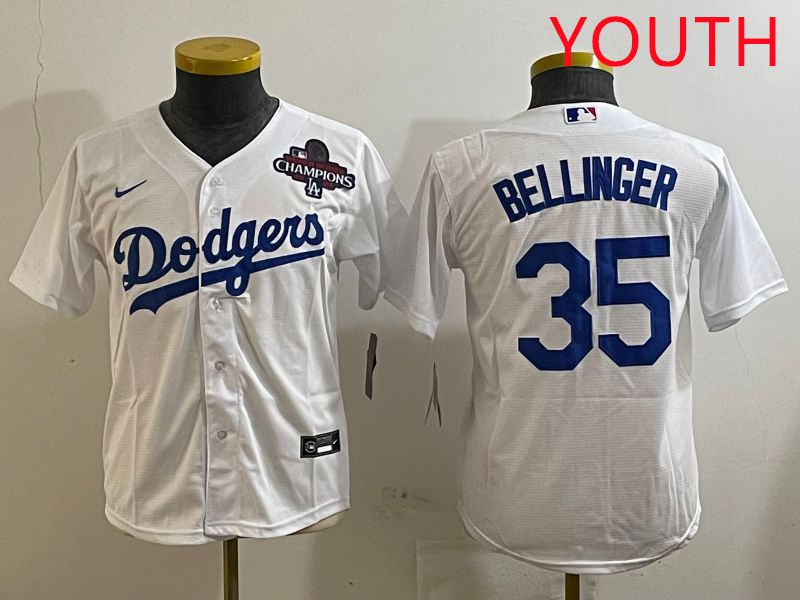 Youth Los Angeles Dodgers #35 Bellinger White Game 2025 Nike MLB Jersey style 8->youth mlb jersey->Youth Jersey